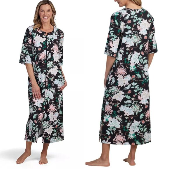 Miss Elaine Other - Miss Elaine Interlock Knit Robe, Long Sleeves and Pockets, Front Zipper, NWT M